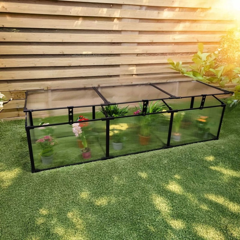 Frühbeet Treibhaus Mini Gewächshaus aus Polycarbonat - 180x51x51 - Magnolia III, schwarz