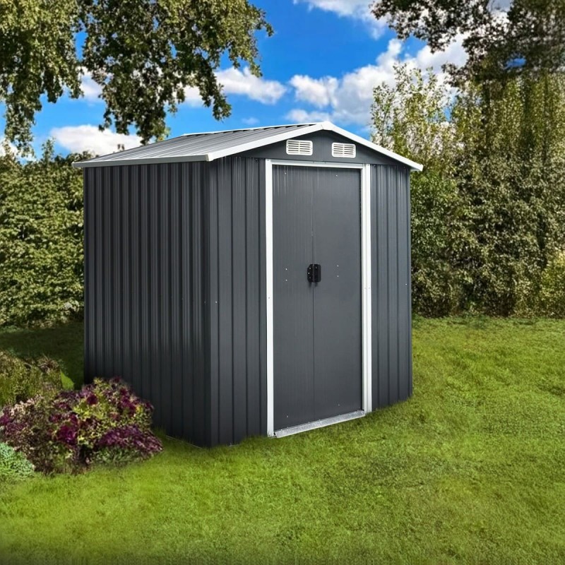 Gerätehaus Geräteschuppen Gartenhaus aus Metall - Sorbus I - 131x194x200cm GRINDI IN THE GARDEN - 2