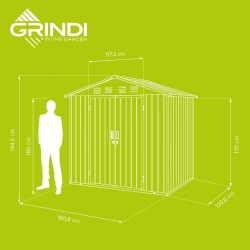 Gerätehaus Geräteschuppen Gartenhaus aus Metall - Sorbus VI - 132x195x195cm GRINDI IN THE GARDEN - 3