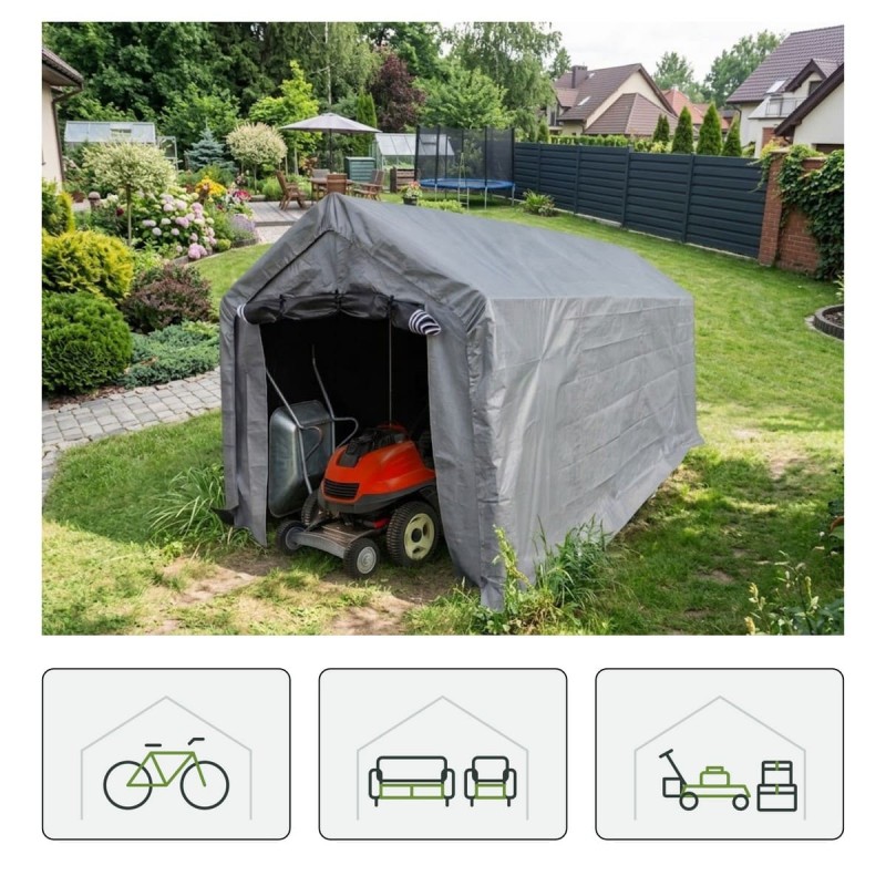 Garagenzelt Carport Lagerzelt - PE, 180x180x180 - NG 6, grau
