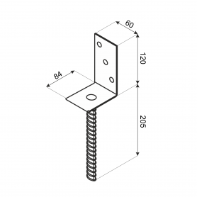 Stützenfuß Pfostenträger Pfostenanker Zink galvanisiert silbern - PS Typ L GRUNDLINE - 2