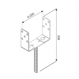 Stützenfuß Pfostenträger – breitenverstellbar – PSRU 60-200x136x4,0 GRUNDLINE - 3