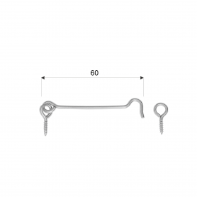 Sturmhaken mit Öse Fensterhaken Türhaken - silbern - ZHK DMX - 2