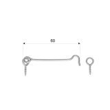 Sturmhaken mit Öse Fensterhaken Türhaken - silbern - ZHK DMX - 2