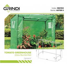 Tomaten Foliengewächshaus Treibhaus Pflanzenhaus - 200x78x130/150 - Grün Grindi - 16