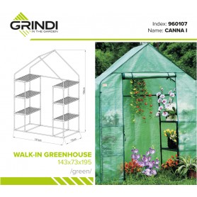 Foliengewächshaus Treibhaus Pflanzenhaus mit Regal - 143x73x195 Grindi - 13