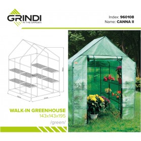 Foliengewächshaus Treibhaus Pflanzenhaus mit Regal - 143x143x195 - Grün Grindi - 16