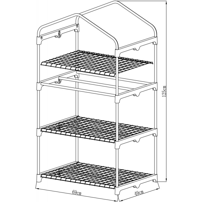 Foliengewächshaus Treibhaus Pflanzenhaus - 70x50x125 - mit 3 Gitterböden Grindi - 9