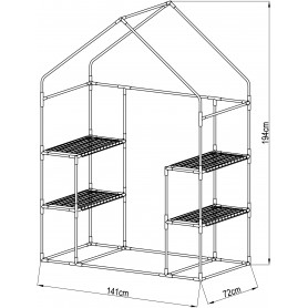 Foliengewächshaus Treibhaus Pflanzenhaus mit Regal - 143x73x195 Grindi - 10