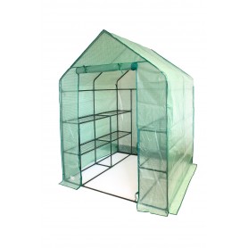 Foliengewächshaus Treibhaus Pflanzenhaus mit Regal - 143x143x195 - Grün Grindi - 1