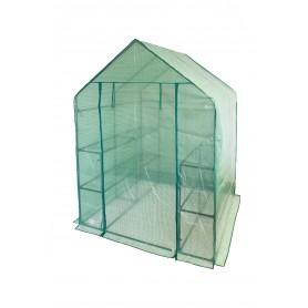 Foliengewächshaus Treibhaus Pflanzenhaus mit Regal - 143x143x195 - Grün Grindi - 2