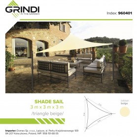 Sonnensegel Sonnenschutz Sonnendach UV-Schutz - dreieckig - beige Grindi - 4