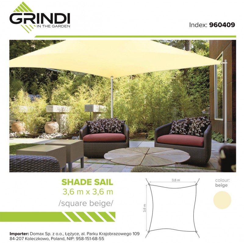 Sonnensegel Sonnenschutz Sonnendach UV-Schutz - rechteckig - beige Grindi - 7
