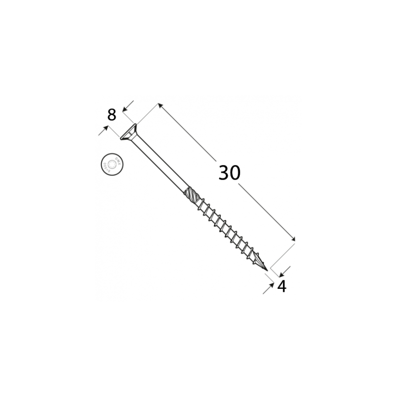 Holzbauschrauben mit Senkkopf CS 4,5mm - TORX - Zink galvanisiert DMX - 5