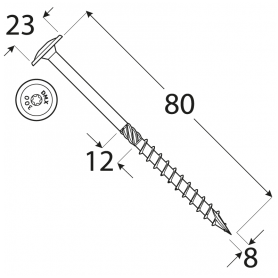 Holzbauschrauben mit Tellerkopf CT - 8mm TORX - Zink galvanisiert DMX - 12