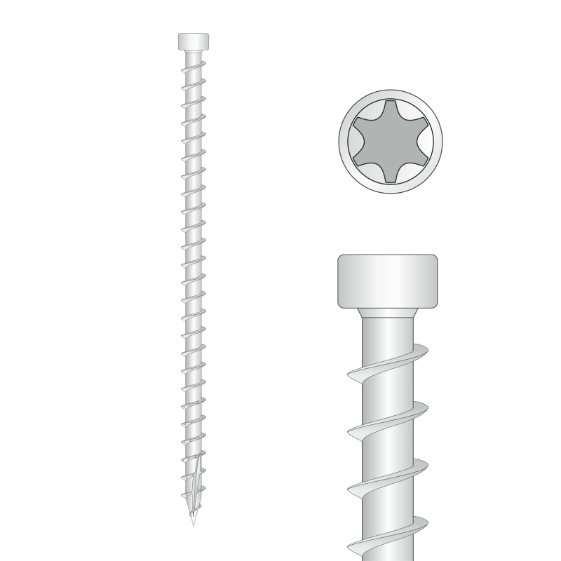 Konstruktionsschrauben Holzbauschrauben Zylinderkopf TORX Vollgewinde 6mm - CPW 