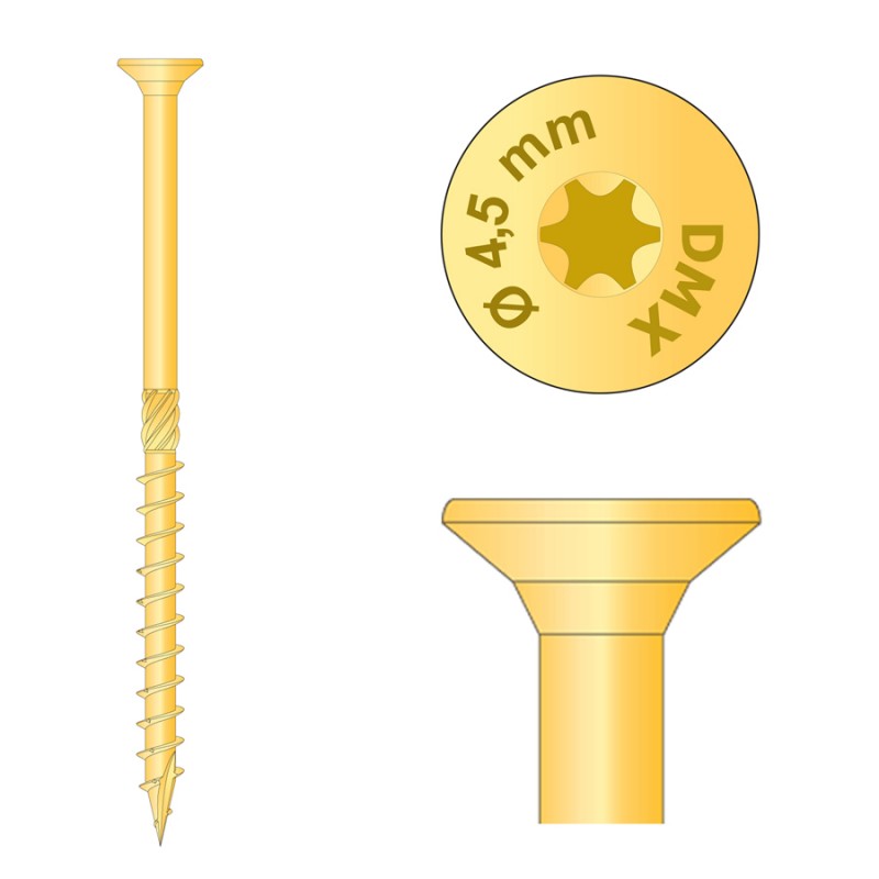 Holzbauschrauben mit Senkkopf CS 4,5mm - TORX - Zink galvanisiert DMX - 13