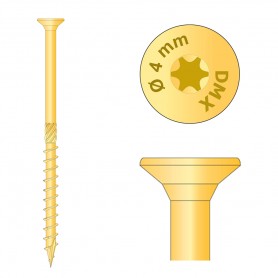 Holzbauschrauben mit Senkkopf CS - 4mm TORX - Zink galvanisiert DMX - 13