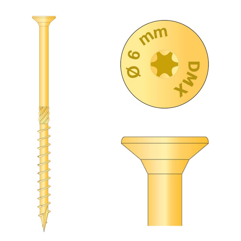 Holzbauschrauben mit Senkkopf CS - 6mm TORX - Zink galvanisiert DMX - 9