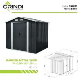 Gerätehaus Geräteschuppen Gartenhaus aus Metall - Fiori III 174x236x190 Grindi - 17