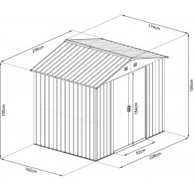 Gerätehaus Geräteschuppen Gartenhaus aus Metall - Fiori III 174x236x190 Grindi - 10