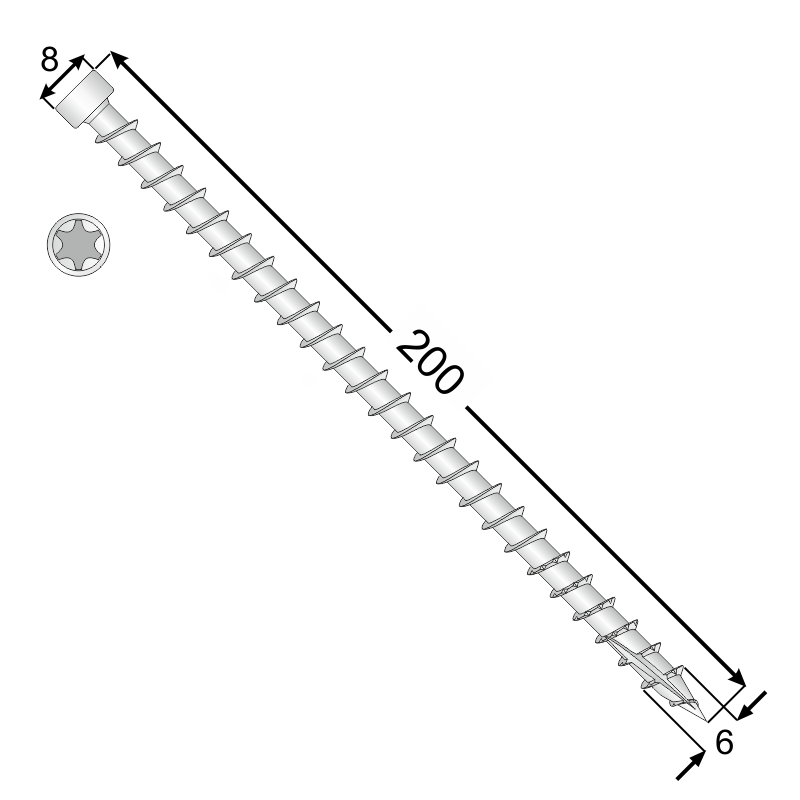 Konstruktionsschrauben Holzbauschrauben Zylinderkopf TORX Vollgewinde 6mm - CPW 