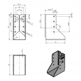Balkenschuhe Holzverbinder Flügel Lasche Dekorativ - schwarz - WB 52 DMX - 2