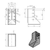 Balkenschuhe Holzverbinder Flügel Lasche Dekorativ - schwarz - WB 52 DMX - 2 Balkenschuhe Holzverbinder Flügel Lasche Dekorativ - schwarz - WB 52 DMX - 2