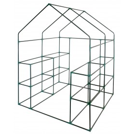 Foliengewächshaus Treibhaus Pflanzenhaus mit Regal - 143x143x195 - weiss Grindi - 5