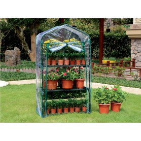 Foliengewächshaus Treibhaus Pflanzenhaus - mit 3 Gitterböden 70x50x125 Grindi - 2