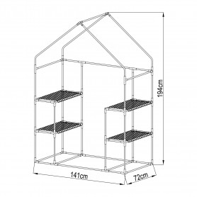 Foliengewächshaus Treibhaus Pflanzenhaus mit Regal - 143x73x195 Transparent Grindi - 9