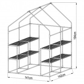 Foliengewächshaus Treibhaus Pflanzenhaus mit Regal - 143x143x195 - weiss Grindi - 7
