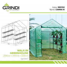 Foliengewächshaus Treibhaus Pflanzenhaus mit Regal - 200x200x220 - grün Grindi - 15