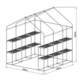 Foliengewächshaus Treibhaus Pflanzenhaus mit Regal - 200x200x220 - grün Grindi - 14