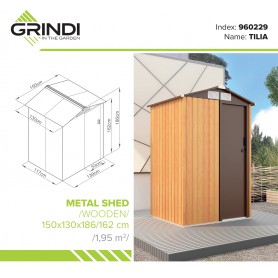Gerätehaus Geräteschuppen Gartenhaus aus Metall - Tilia 150x130x186 Grindi - 2
