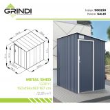 Gerätehaus Geräteschuppen Gartenhaus aus Metall - Salix 150x194x187 - Grau Grindi - 4