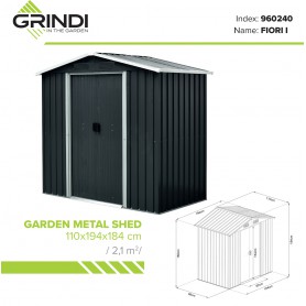 Gerätehaus Geräteschuppen Gartenhaus aus Metall - Fiori I - 110x194x184 Grindi - 9