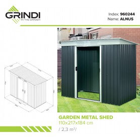 Gerätehaus Geräteschuppen Gartenhaus aus Metall - Alnus - 110x217x184 Grindi - 5