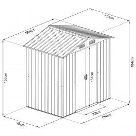 Gerätehaus Geräteschuppen Gartenhaus aus Metall - Fiori I - 110x194x184 Grindi - 8