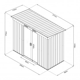 Gerätehaus Geräteschuppen Gartenhaus aus Metall - Alnus - 110x217x184 Grindi - 4