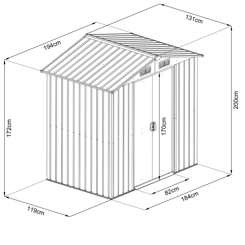 Gerätehaus Geräteschuppen Gartenhaus aus Metall - Sorbus I - 131x194x200cm Grindi - 3