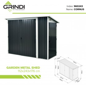 Gerätehaus Geräteschuppen Gartenhaus aus Metall - Cornus - 112x243x176 Grindi - 10