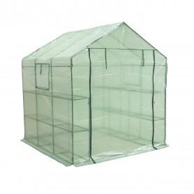 Foliengewächshaus Treibhaus Pflanzenhaus mit Regal - 200x200x220 - grün Grindi - 3