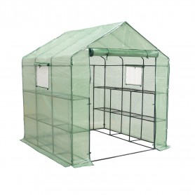 Foliengewächshaus Treibhaus Pflanzenhaus mit Regal - 200x200x220 - grün Grindi - 1