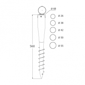 Einschraub Bodenhülsen Pfostenträger Feuerverzinkt - PWO 68x550 GRUNDLINE - 2