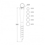 Einschraub Bodenhülsen Pfostenträger Feuerverzinkt - PWO 68x550 GRUNDLINE - 2